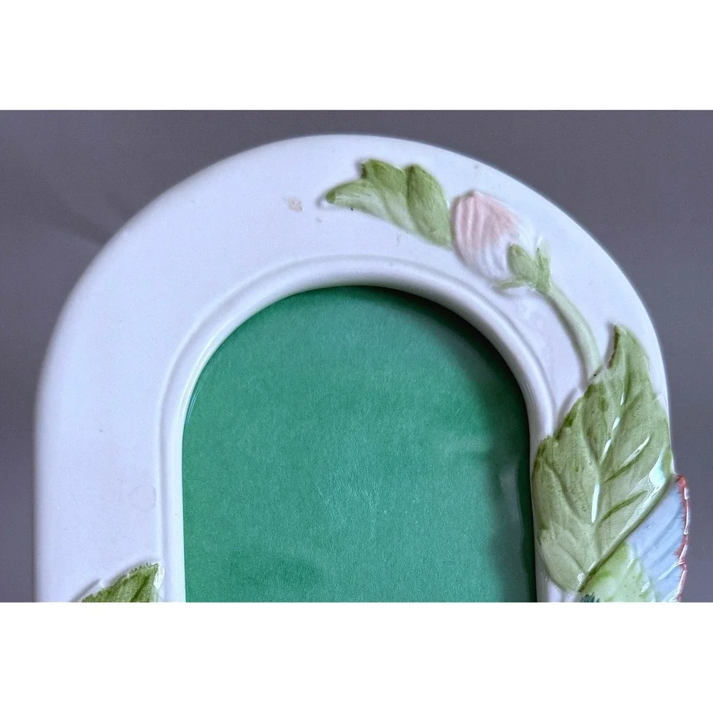 Fitz & Floyd Japan Ruby Throated Hummingbird Porcelain Picture Frame '87 Vintage